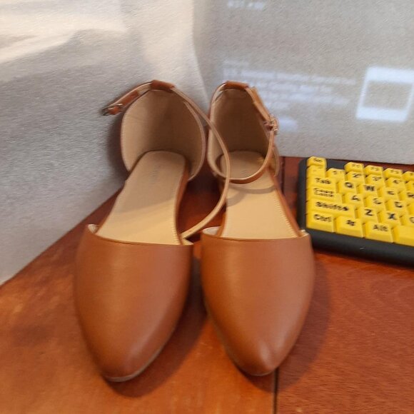NEW ! Women Wellsfountn Casual D'Orsay Pointed Toe Ballet Flat Shoe Tan Size 9 - Picture 3 of 5